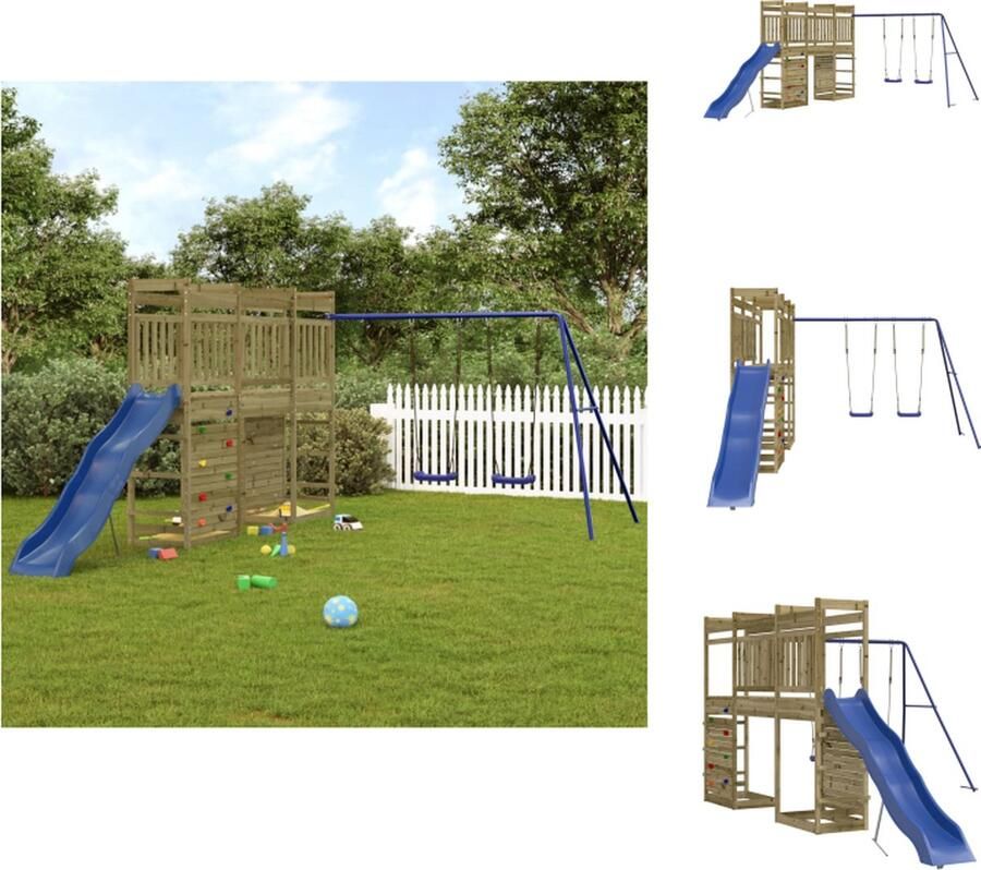VidaXL Speeltoren met Brug Houten Speeltoestel 316 x 534 x 207 cm Duurzaam Grenenhout Speeltoestellencombinatie