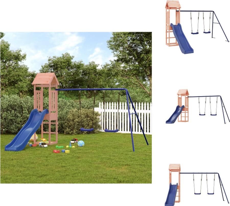 VidaXL Speeltoren met Dubbele Schommelset 308 x 321 x 207 cm Massief douglashout Inclusief Golfglijbaan Speeltoestellencombinatie