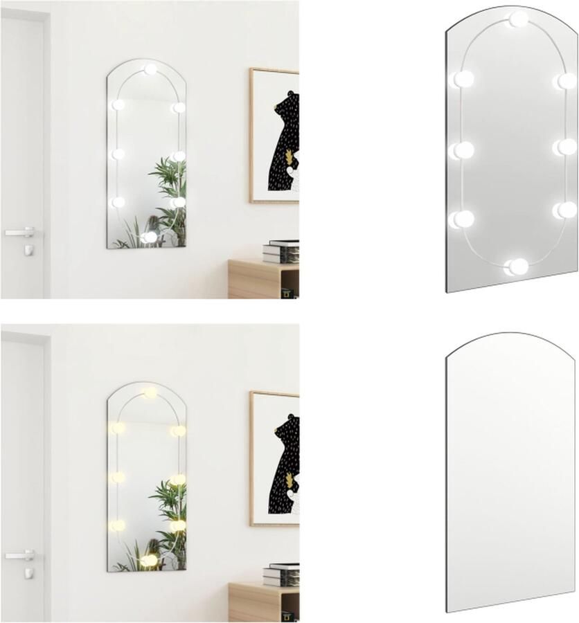 VidaXL Spiegel met LED-verlichting boog 90x45 cm glas Wandspiegel Met LED-verlichting Wandspiegels Met LED-verlichting Wandspiegel Met LED Spiegel Met Ledverlichting