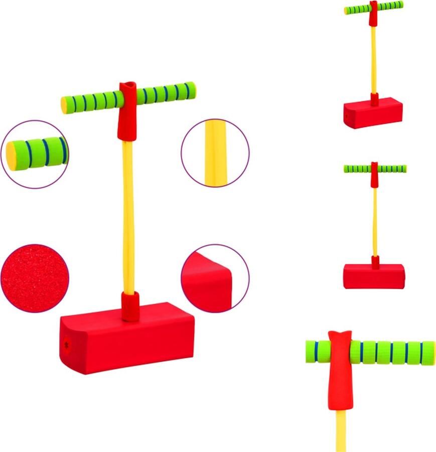 VidaXL Springstok Kinderen Groen Rood Geel Kunststof 23 x 11 x 50 cm Max 50 kg Springstok