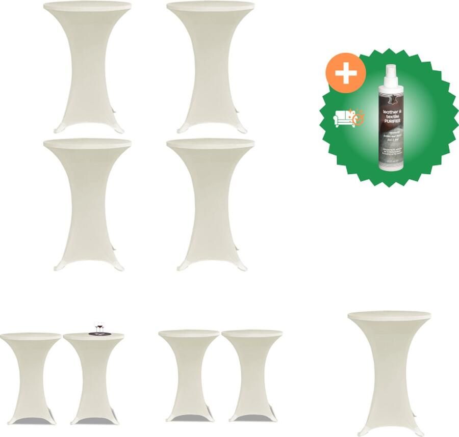 VidaXL Statafelhoes 4 st stretch Ø60 cm crème Tuinmeubelhoes Inclusief Reiniger