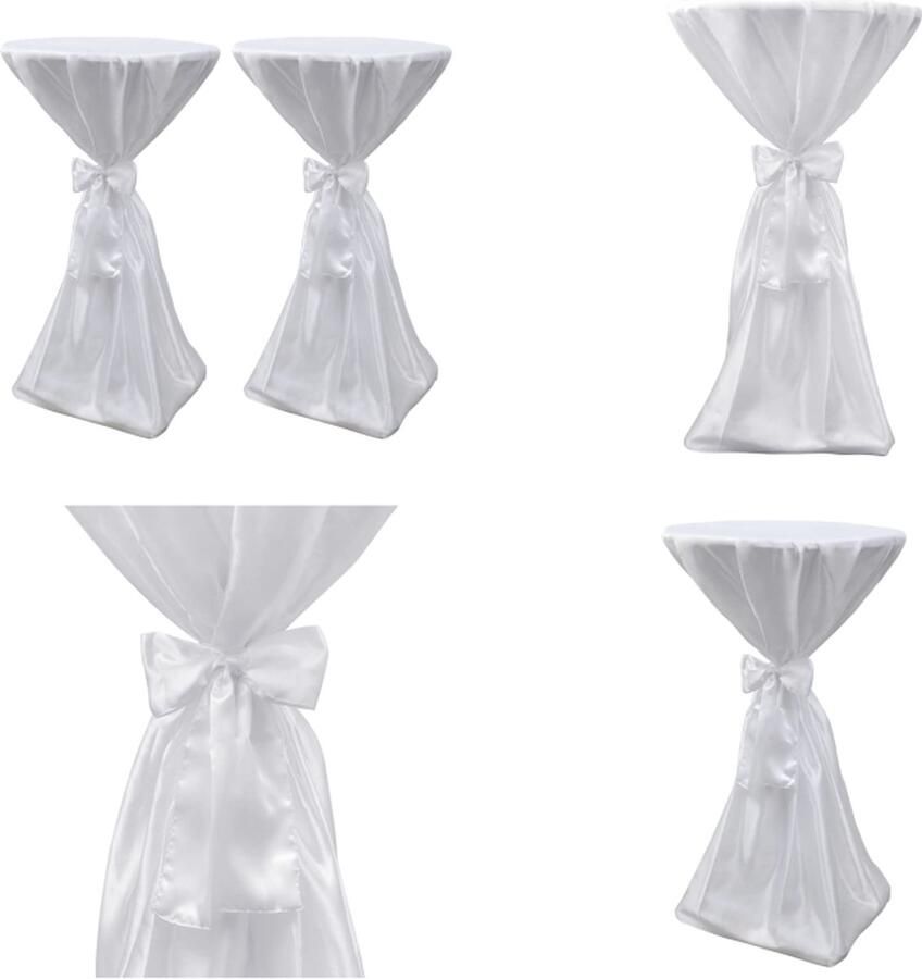 VidaXL Statafelhoes met strik 70cm Wit (2 stuks) Meubelhoes Meubelhoezen Statafelhoes Statafelhoezen