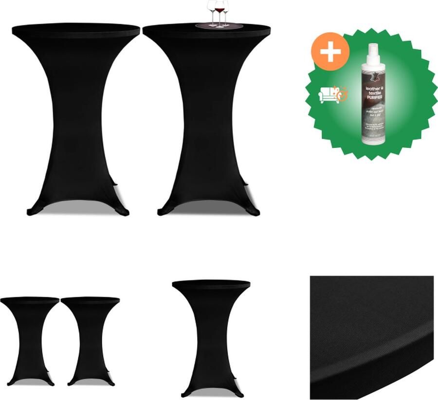 VidaXL Statafelhoes Stretch Ø60cm Zwart (2 stuks) Tuinmeubelhoes Inclusief Reiniger