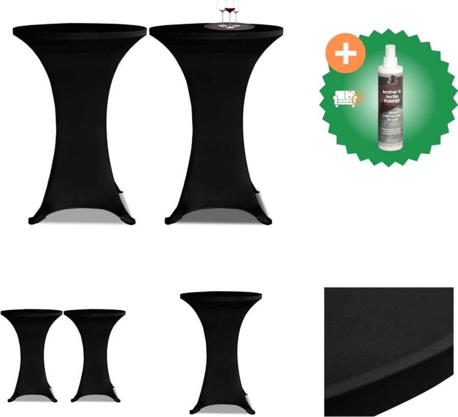 VidaXL Statafelhoes Stretch Ø70cm Zwart (2 stuks) Tuinmeubelhoes Inclusief Reiniger