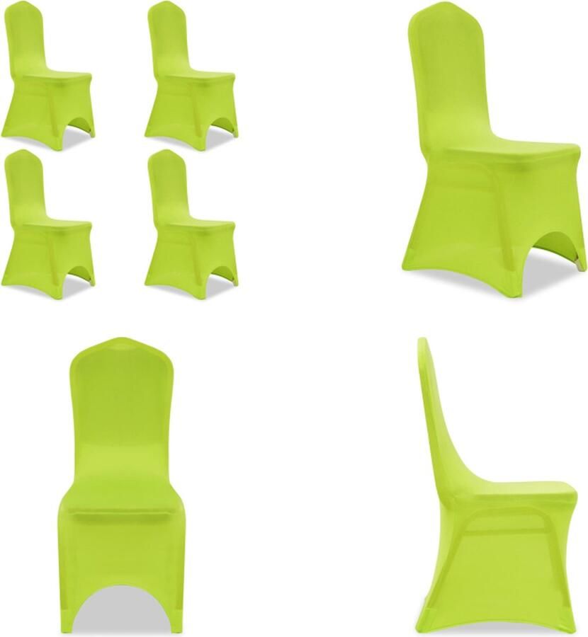 VidaXL Stoelhoes stretch 4 stuks groen Stoelhoes Stoelhoezen Stoel Hoes Stoel Hoezen