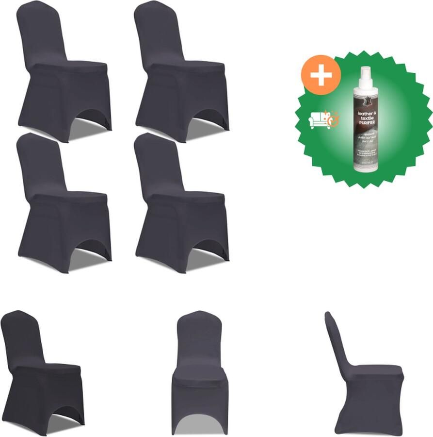 VidaXL Stoelhoes stretch antraciet 4 stuks Tuinmeubelhoes Inclusief Reiniger