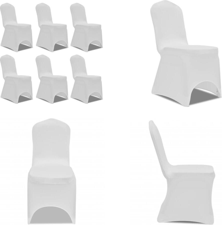 VidaXL Stoelhoes Stretch Wit (6 stuks) Meubelhoes Meubelhoezen Stoelhoes Stoelhoezen