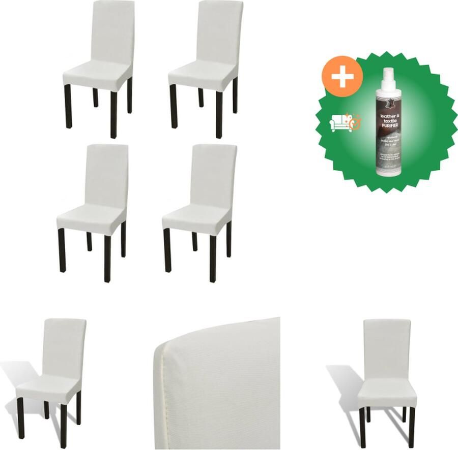 VidaXL Stoelhoezen 4 st stretch recht crèmekleurig Tuinmeubelhoes Inclusief Reiniger