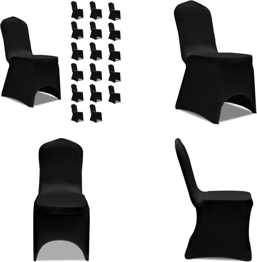 VidaXL Stoelhoezen stretch 18 st zwart Stoelhoes Stoelhoezen Stoel Hoes Stoel Hoezen