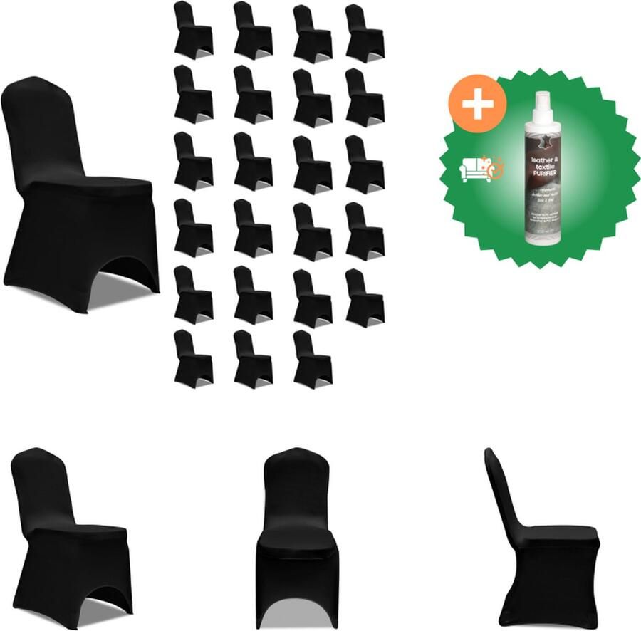 VidaXL Stoelhoezen stretch 24 st zwart Tuinmeubelhoes Inclusief Reiniger