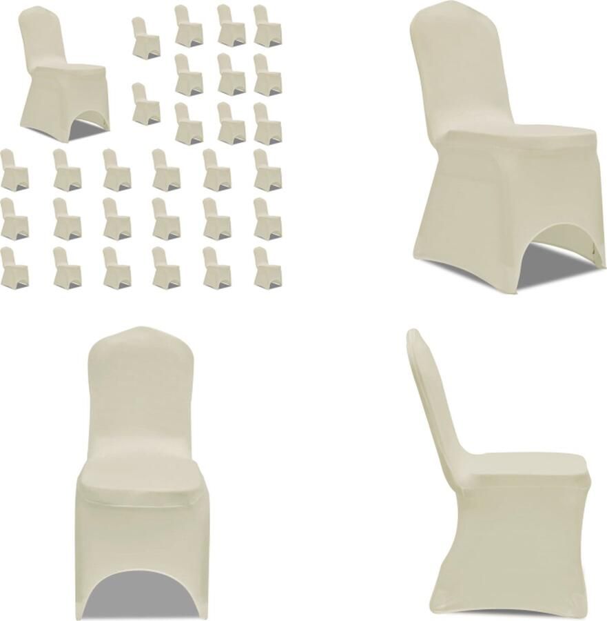 VidaXL Stoelhoezen stretch 30 st crème Stoelhoes Stoelhoezen Stoel Hoes Stoel Hoezen