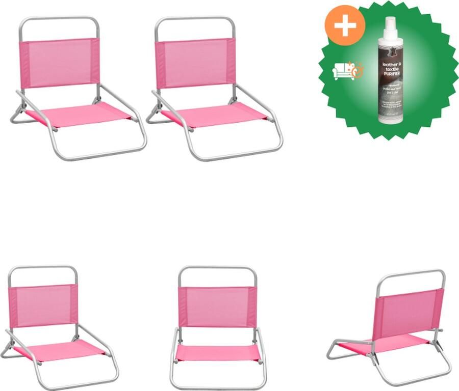 VidaXL Strandstoel Inklapbaar Roze 51 x 61 x 58 cm Sterk Stalen Frame Tuinstoel Inclusief Reiniger