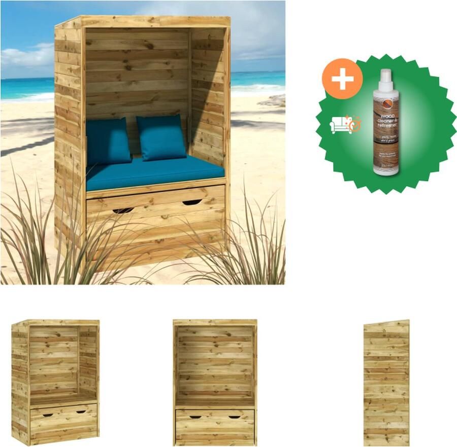 VidaXL Strandstoel Massief Grenenhout Groen Geïmpregneerd 112x60x168 cm Tweezits Ligbed Inclusief Houtreiniger en verfrisser