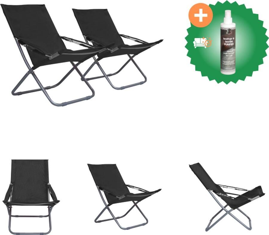 VidaXL Strandstoelenset Oxford Stof Staal 58x76x88cm Inklapbaar 2 Stuks Tuinstoel Inclusief Reiniger
