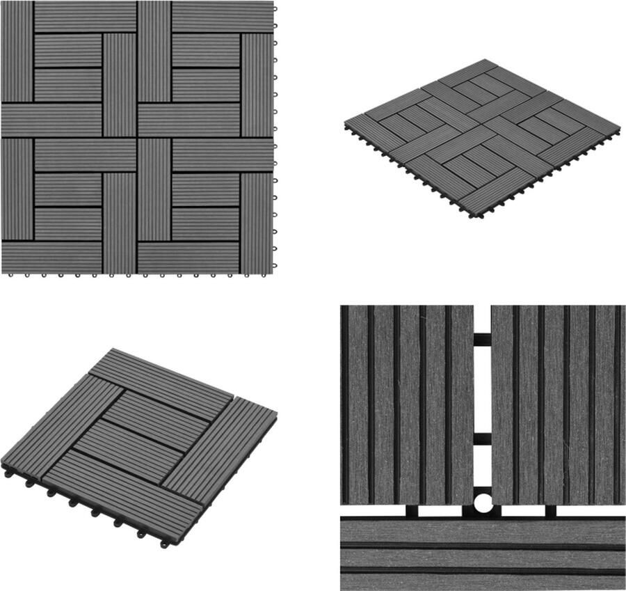 VidaXL Terrastegels 11 stuks 30 x 30 cm WPC 1 m2 (grijs) Terrastegel Terrastegels Tegel Tegels