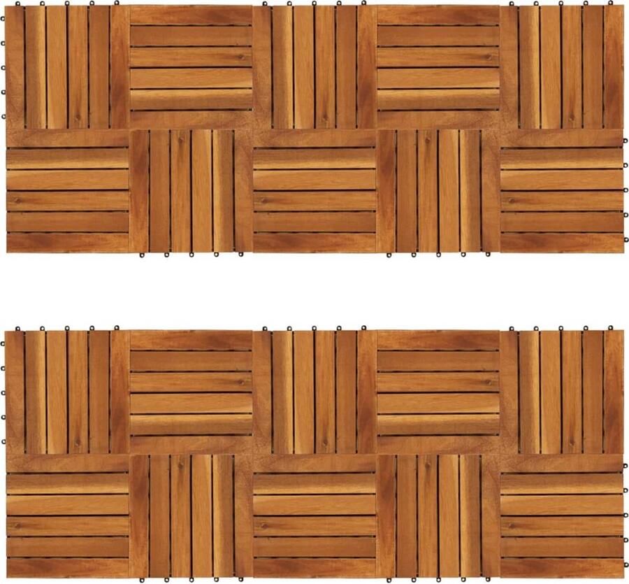 VidaXL Terrastegels verticaal patroon 30 x 30 cm Acacia set van 20