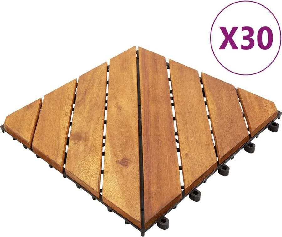VidaXL Terrastegels 30 st 30x30 cm massief acaciahout bruin