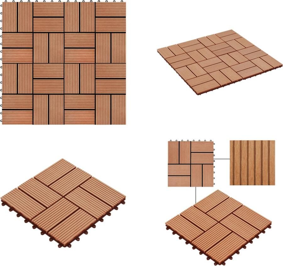 VidaXL Terrastegels 30x30 cm 1 m² HKC teakkleur 11 st Terrastegel Terrastegels Terras Tegel Terras Tegels