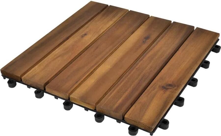 VidaXL Terrastegels acaciahout 30 x 30 cm verticaal patroon (10 stuks)