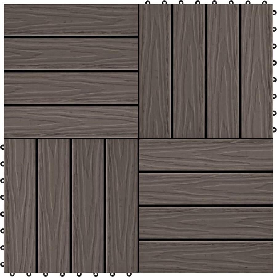 VidaXL Terrastegels diep reliëf 30x30 cm 1 m² HKC donkerbruin 11 st