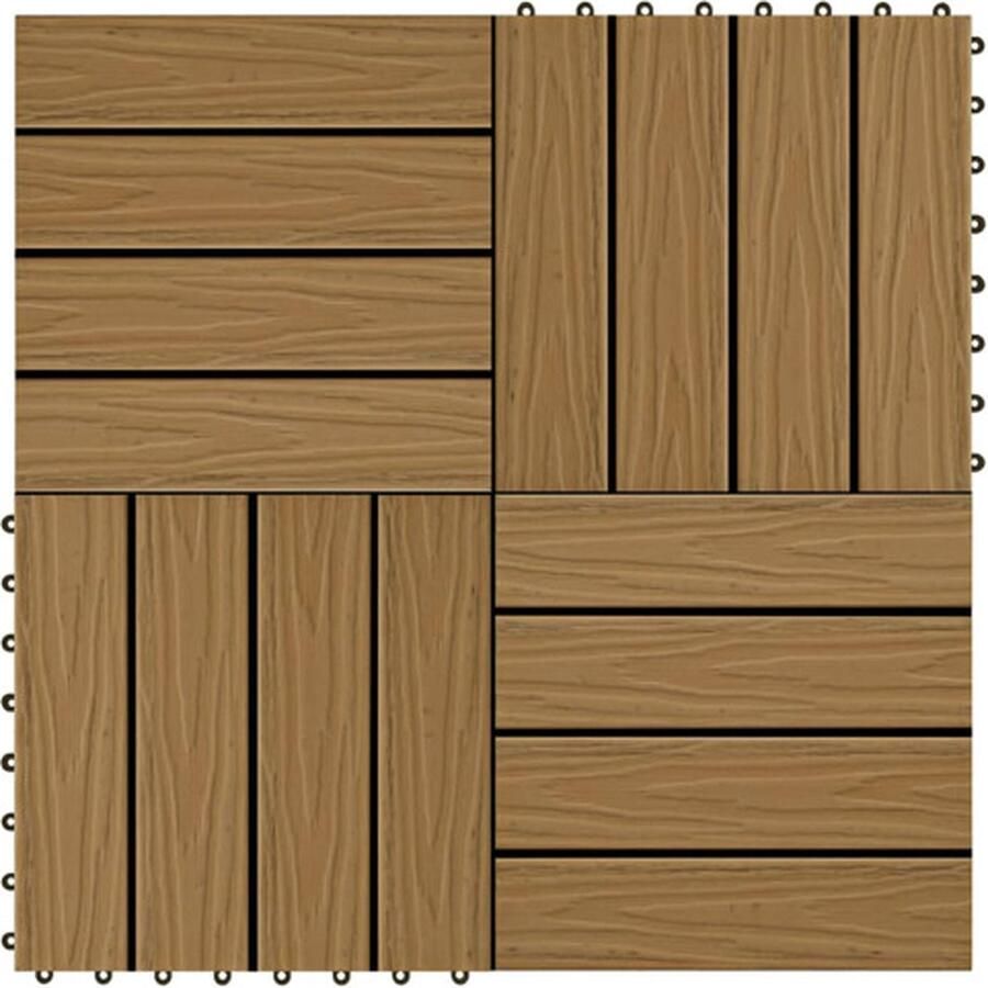 VidaXL Terrastegels diep reliëf 30x30 cm 1 m² HKC teakkleur 11 st
