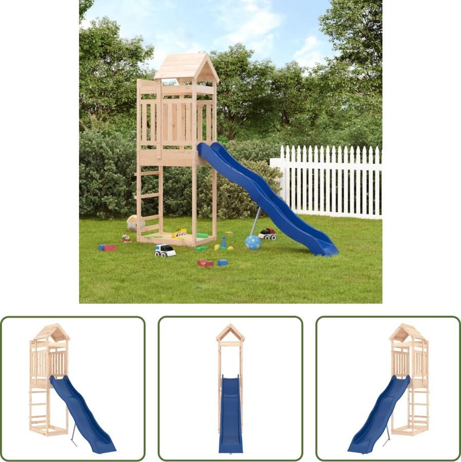 VidaXL The Living Store Speelset Houten 267 x 64 x 238 cm Grenenhout Stabiel frame