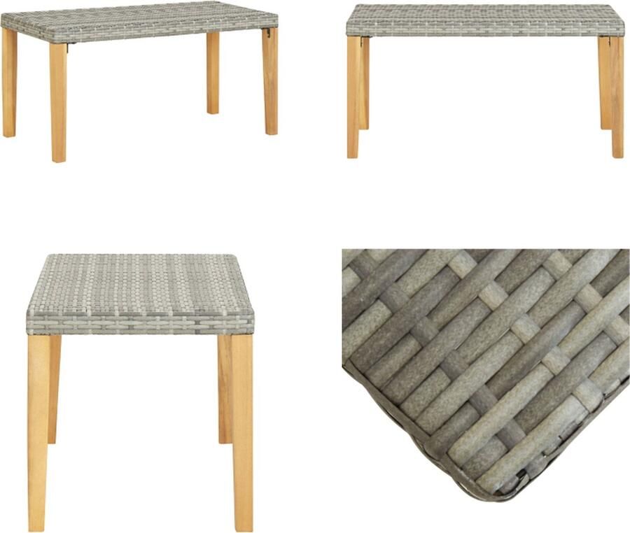 VidaXL Tuinbank 120 cm poly rattan en massief acaciahout grijs Bank Banken Zitbank Zitbanken