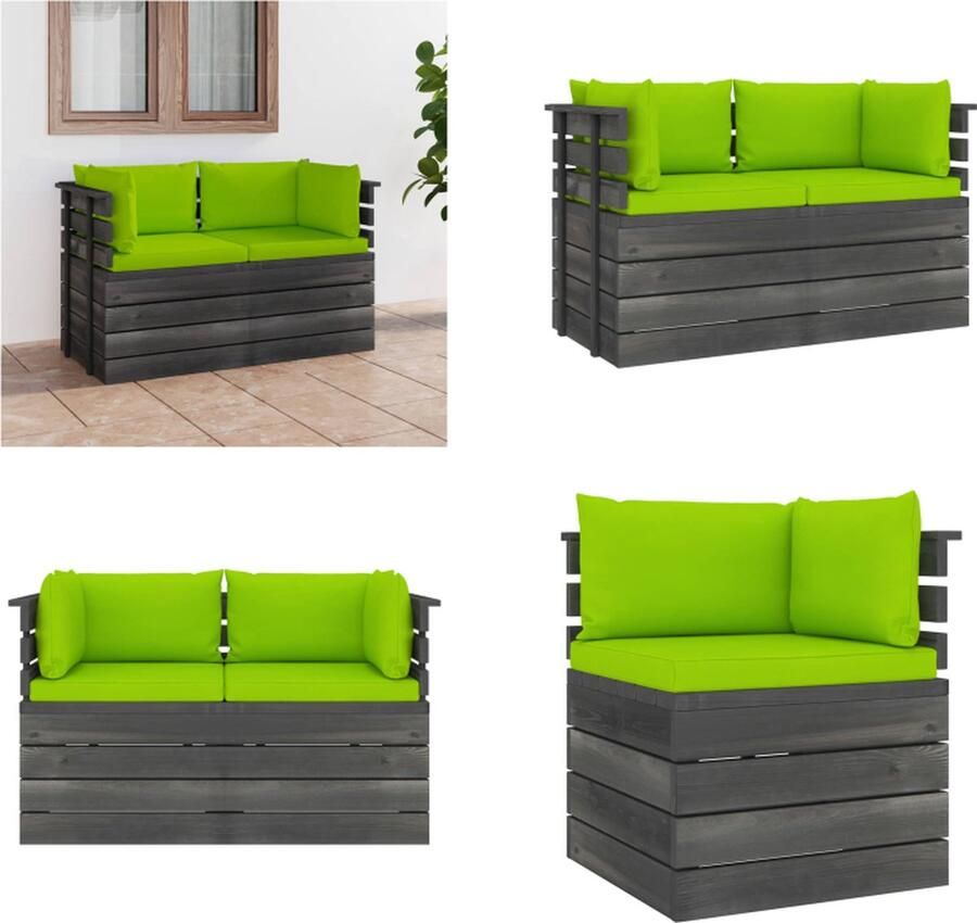 VidaXL Tuinbank 2-zits met kussens pallet massief grenenhout Pallet Bank Pallet Banken Houten Palletbank Houten Palletbanken