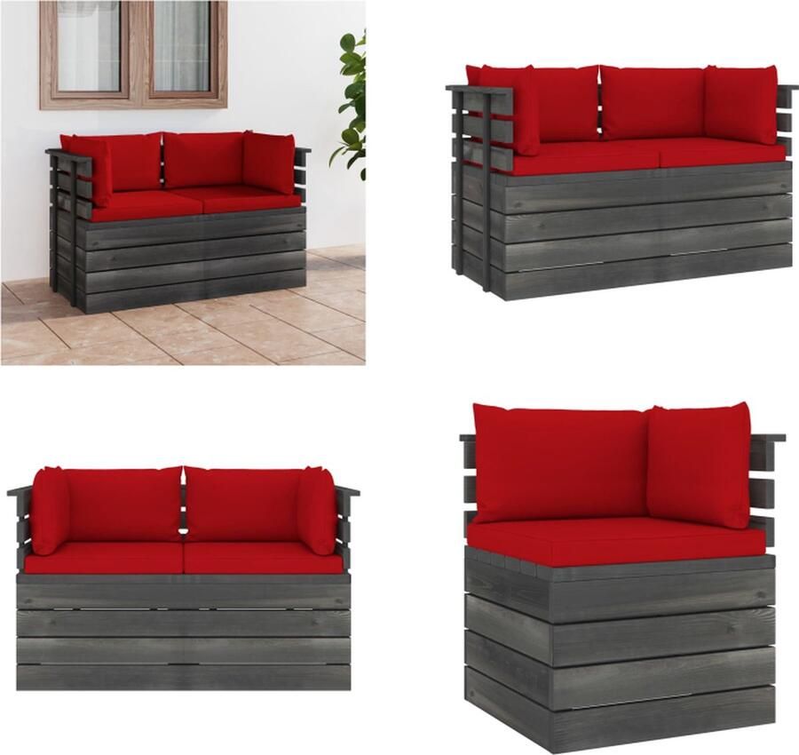 VidaXL Tuinbank 2-zits met kussens pallet massief grenenhout Pallet Bank Pallet Banken Houten Palletbank Houten Palletbanken