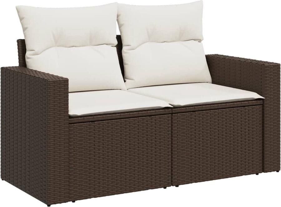 VidaXL Tuinbank 2-zits met kussens poly rattan bruin