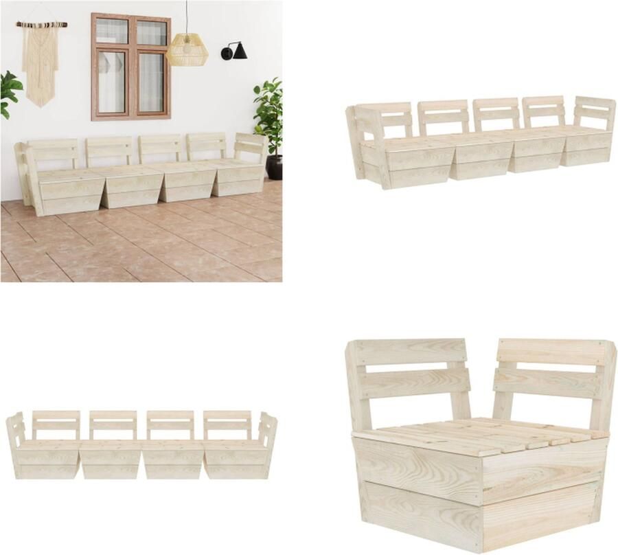 VidaXL Tuinbank 4-zits pallet geïmpregneerd vurenhout Pallet Bank Pallet Banken Houten Palletbank Houten Palletbanken