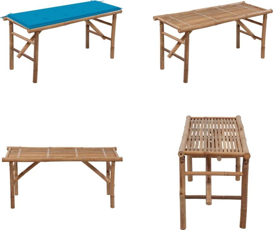VidaXL Tuinbank inklapbaar met kussen 118 cm bamboe Tuinbank Tuinbanken Terrasbank Terrasbanken