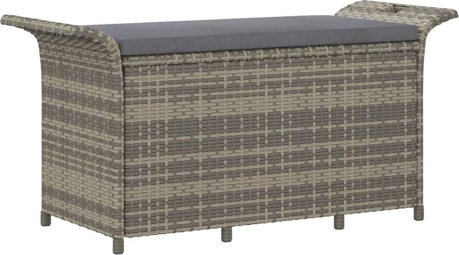 VidaXL Tuinbank met kussen 116x46x57 cm poly rattan grijs