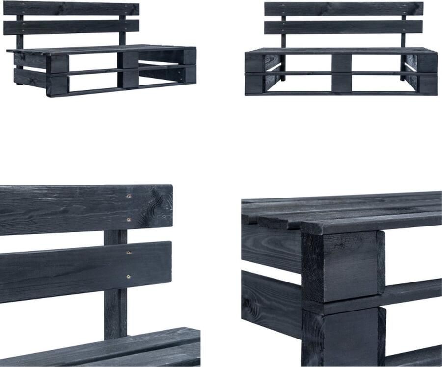 VidaXL Tuinbank pallet hout zwart Pallet Bank Pallet Banken Palletbank Palletbanken