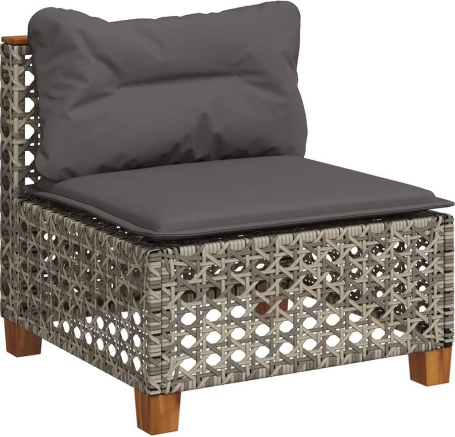 VidaXL Tuinbank zonder armleuning met kussens poly rattan grijs