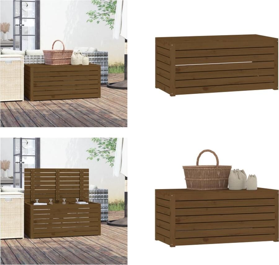 VidaXL Tuinbox 101x50-5x46-5 cm massief grenenhout honingbruin Tuinbox Tuinboxen Opbergbox Tuinopbergbox