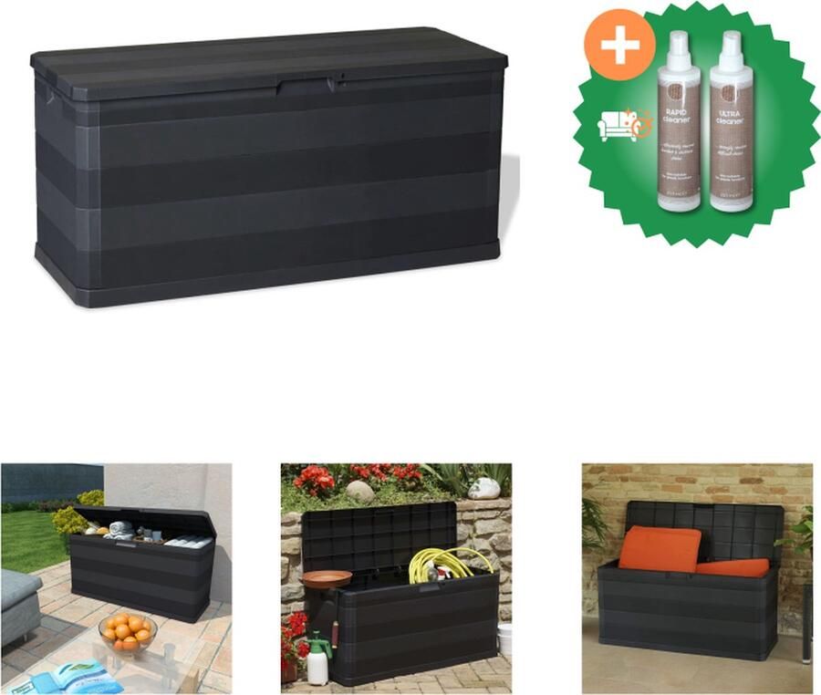 VidaXL Tuinbox 117x45x56 cm zwart Opberger Inclusief Onderhoudsset