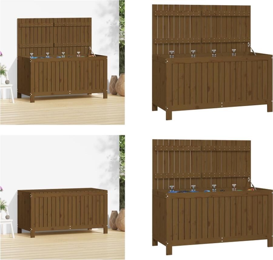 VidaXL Tuinbox 121x55x64 cm massief grenenhout honingbruin Tuinbox Tuinboxen Opbergbox Tuinopbergbox