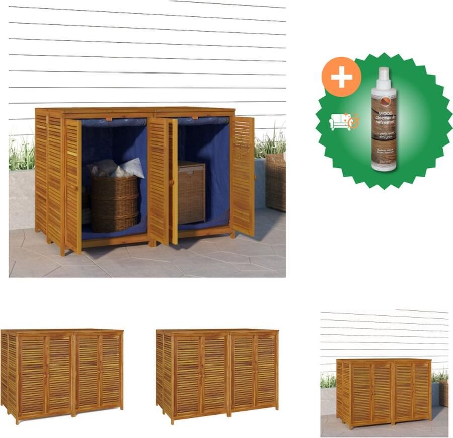 VidaXL Tuinbox 140x87x104 cm massief acaciahout Opberger Inclusief Houtreiniger en verfrisser