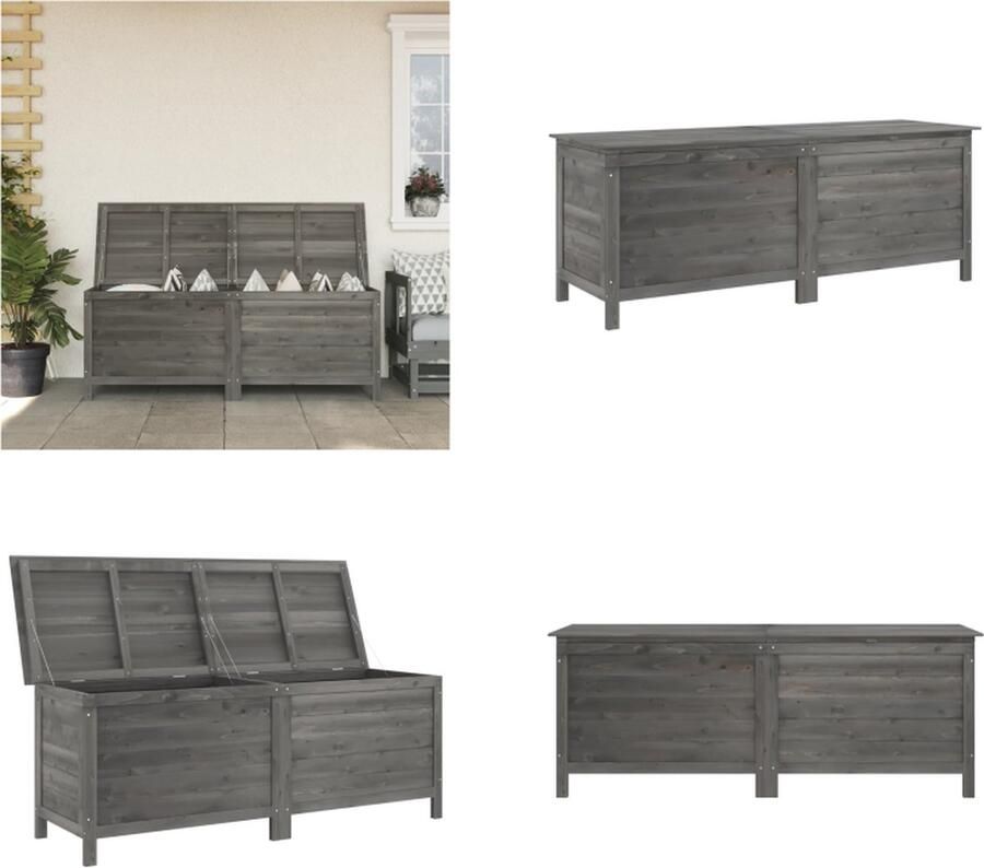 VidaXL -Tuinbox-150x50x56-5-cm-massief-vurenhout-antracietkleurig Tuinbox Tuinboxen Opbergbox Tuin