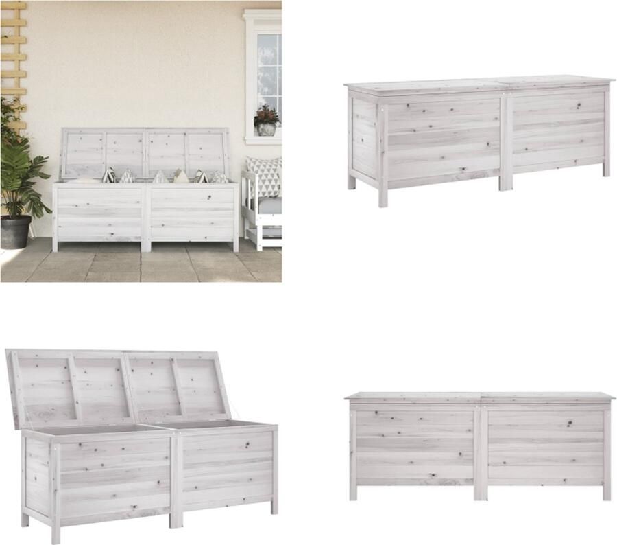VidaXL -Tuinbox-150x50x56-5-cm-massief-vurenhout-wit Tuinbox Tuinboxen Opbergbox Tuin
