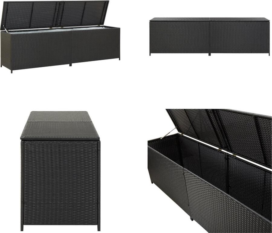 VidaXL Tuinbox 200x50x60 cm poly rattan zwart Opbergkist Opbergkisten Opbergbox Opbergboxen