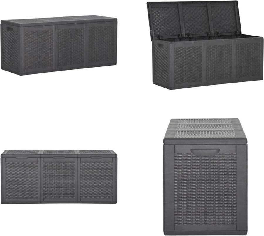 VidaXL Tuinbox 270 L PP rattan zwart Opbergdoos Opbergdozen Tuin Opbergdoos Tuin Opbergdozen