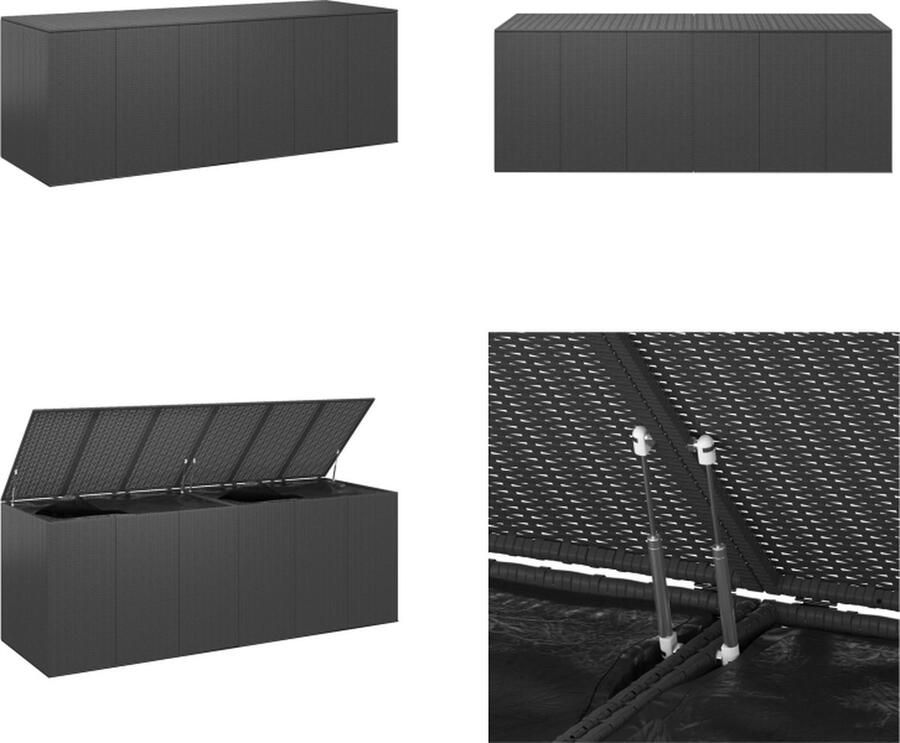 VidaXL Tuinbox 291x100-5x104 cm polyetheen rattan zwart Kussenbox Kussenboxen Tuinbox Opbergbox