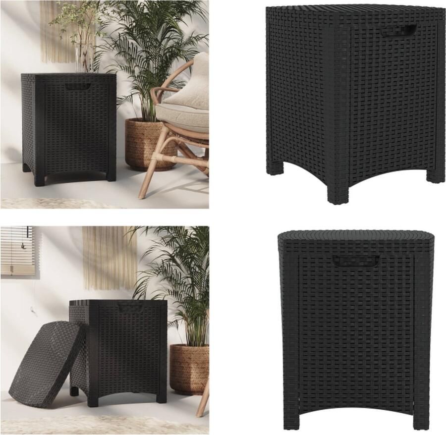 VidaXL Tuinbox 39x39x46 cm PP rattan grafietkleurig Tuinbox Tuinboxen Opbergbox Tuinopbergbox