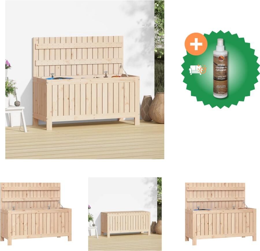 VidaXL Tuinbox Massief Grenenhout 108 x 42.5 x 54 cm Voldoende opbergruimte Opberger Inclusief Houtreiniger en verfrisser