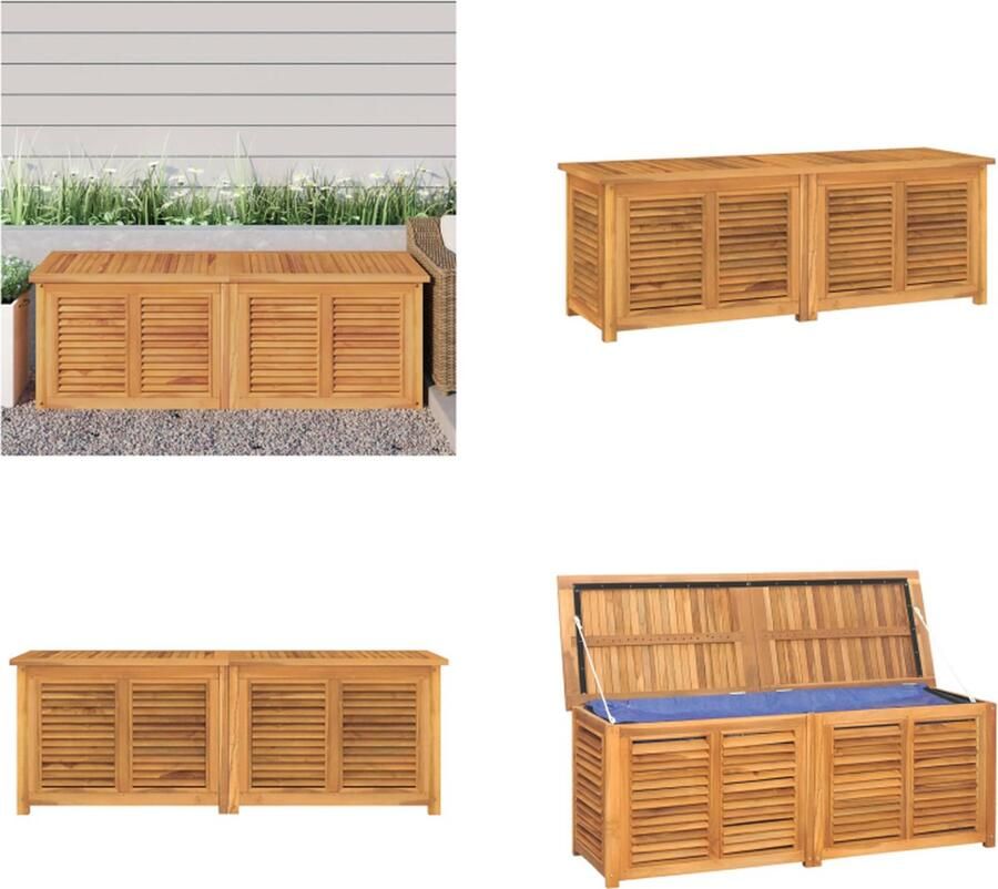 VidaXL Tuinbox met zak 150x50x53 cm massief teakhout Tuinbox Tuinboxen Opbergbox Tuinopbergbox