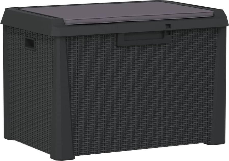 VidaXL -Tuinbox-met-zitkussen-125-L-polypropeen-antracietkleurig