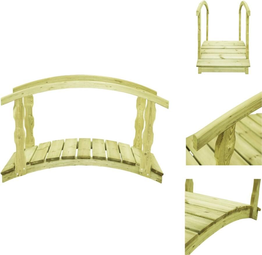 VidaXL Tuinbrug Houten 170 cm Dubbele leuningen Waterornament