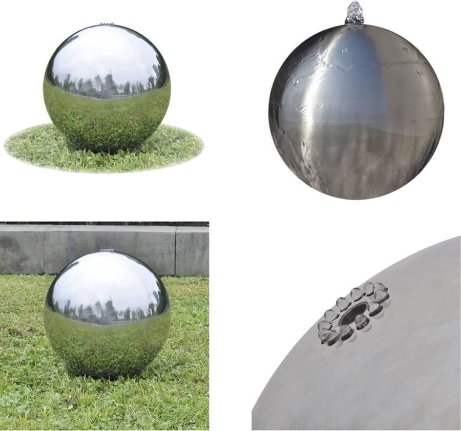 VidaXL Tuinfontein met LED's 40 cm roestvrij staal Fontein Bol Fontein Ballen Tuin Fontein Bol Tuin Fontein Bollen